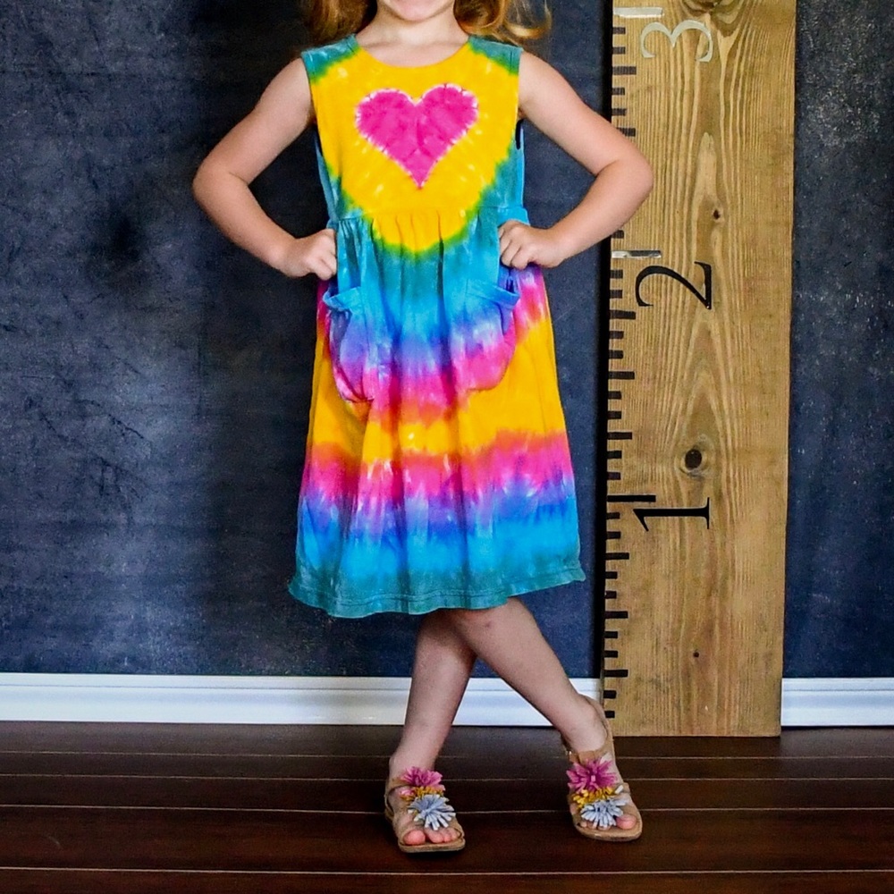 Girls size 6 Tie Dye Heart Cotton Dress